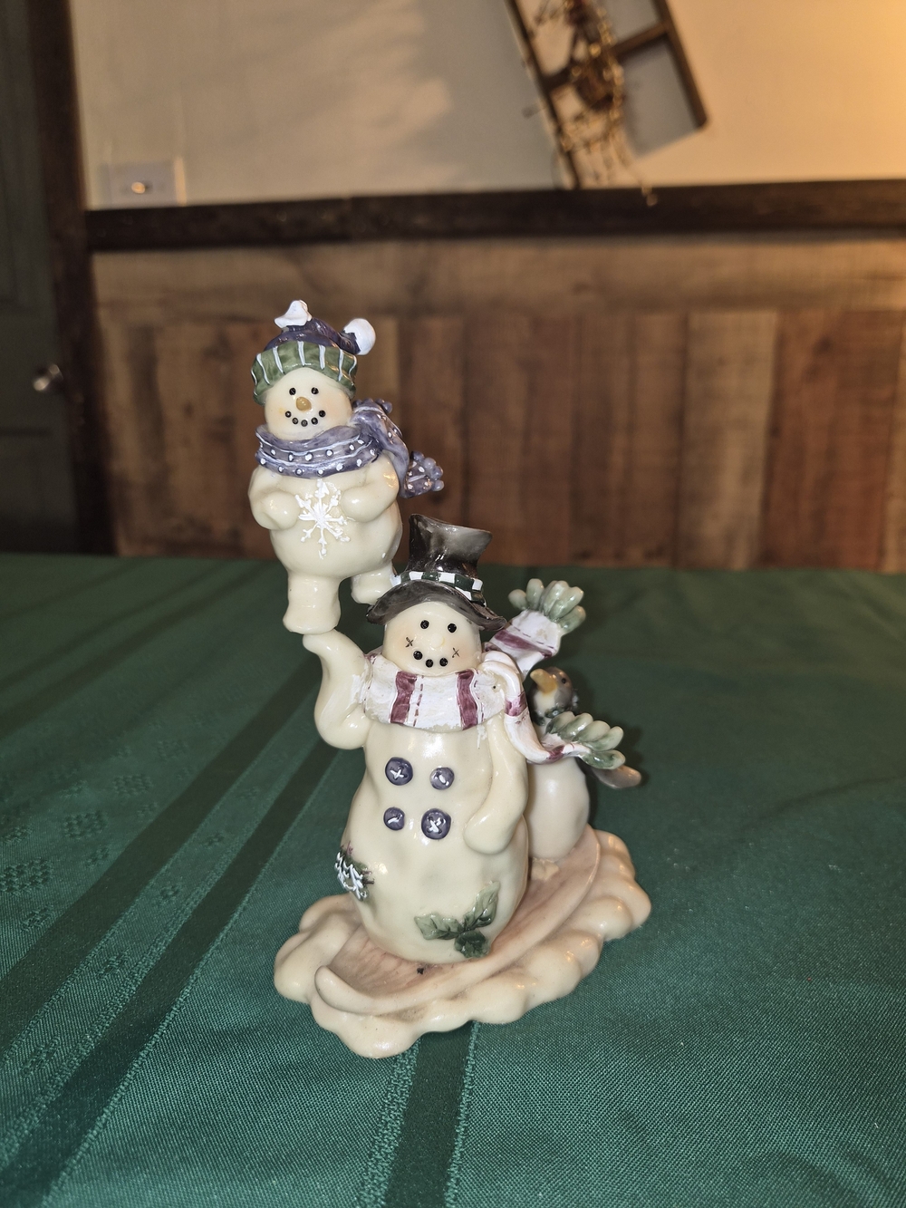 Vintage Kohls Christmas Glazed Resin Snowmen Penguin Figurine